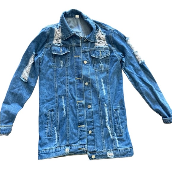 Jackets & Blazers - Oversized Distressed Denim Jacket | Size Small
